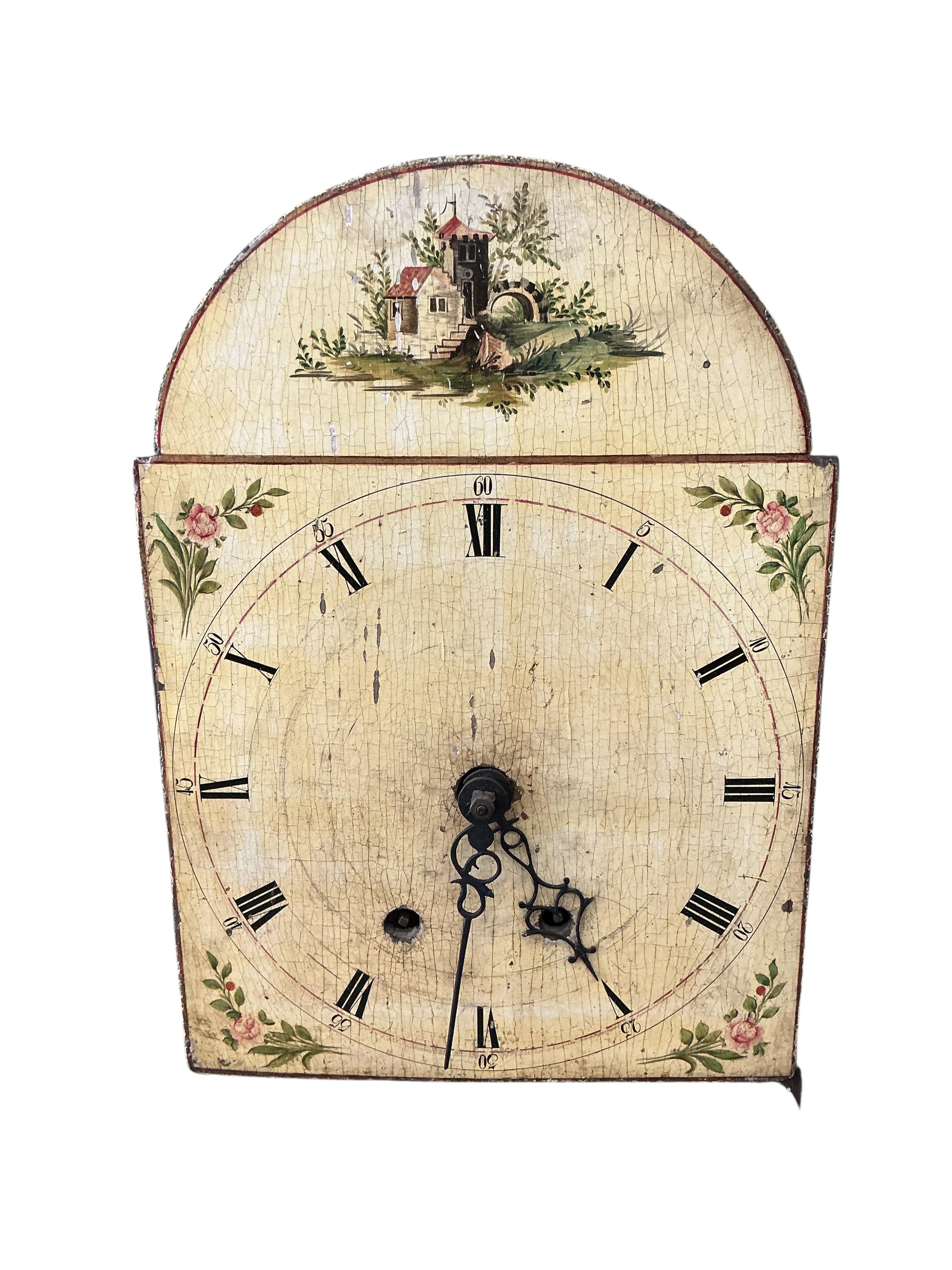 An oak grandmother clock, height 164cm